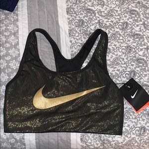 Nike sports bra, black with gold sparkle
